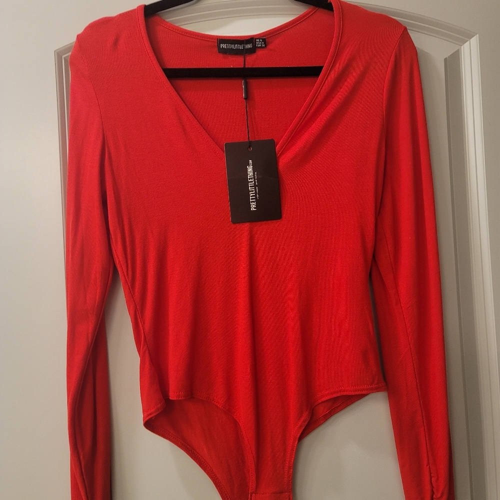 Pretty Little Thing red bodsuit